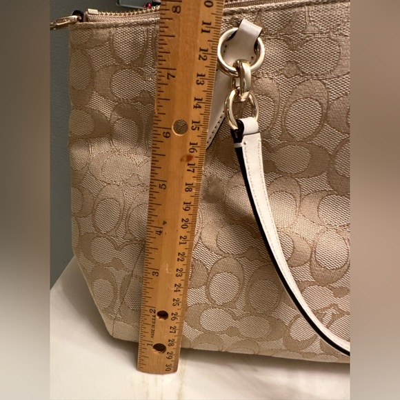 COACH Signature Canvas Small Kelsey Satchel Bag - Light Khaki/Chalk (NEW) - Picture 11 of 12